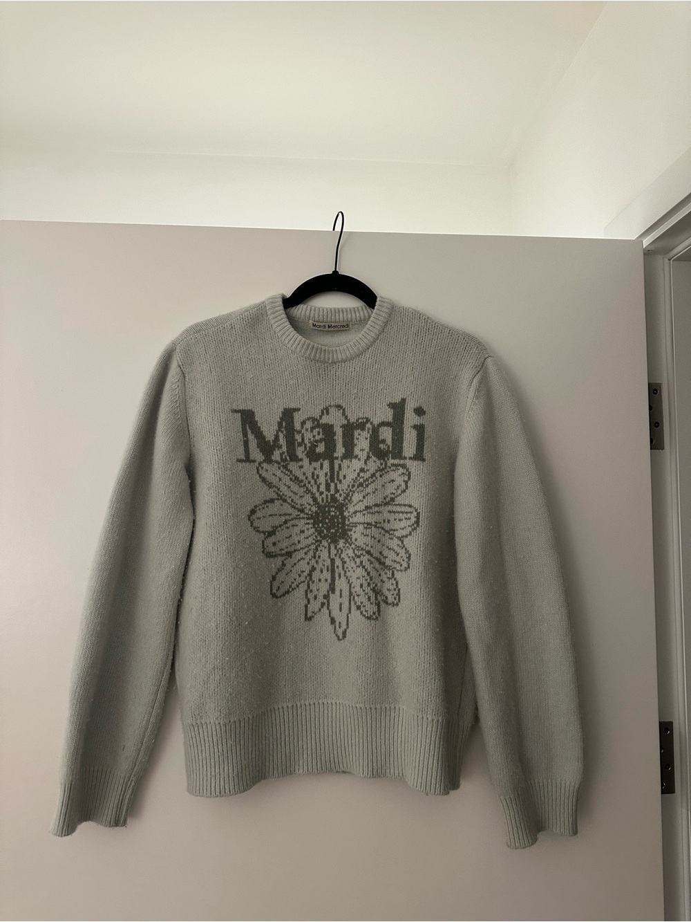 Mardi Floral Crewneck Sweater - Light Gray